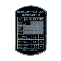 Tablica ID Tomos Avtomatic Tablica ID Tomos Avtomatic
